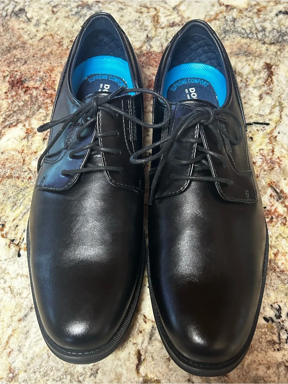 NEW Dockers Supreme Comfort Men’s 11 Black Faux Leather Lace-Up Oxfords Shoes
